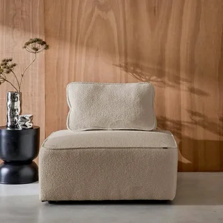Fauteuil chauffant Bao en bouclette crème style vintage 1 place