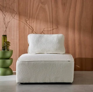 Fauteuil chauffant modulable en bouclette Bao 1 place crème vintage