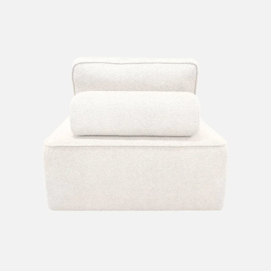 Fauteuil chauffant modulable en bouclette Bao 1 place crème vintage