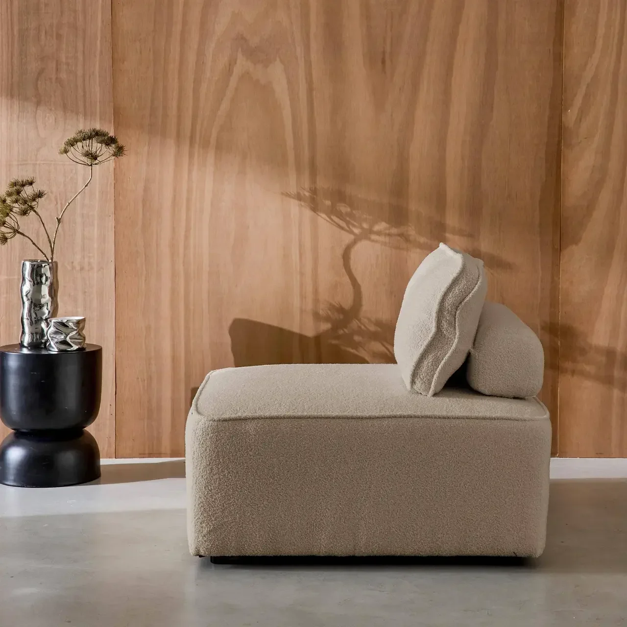 Fauteuil chauffant Bao en bouclette crème style vintage 1 place