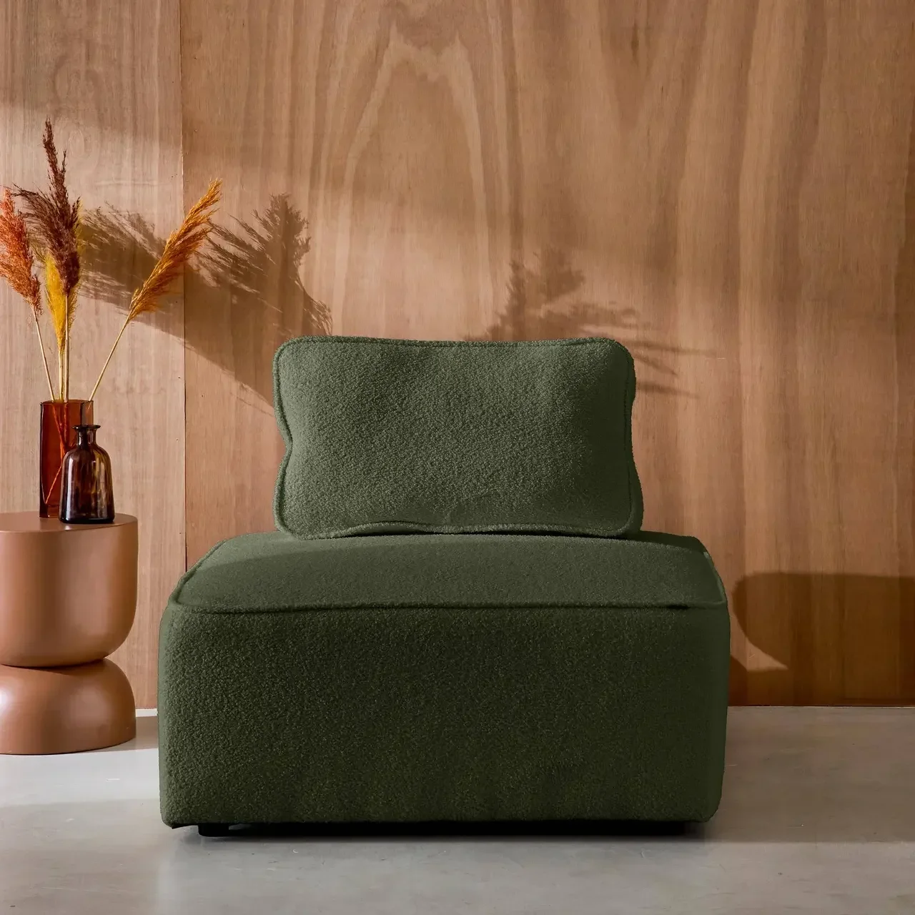 Fauteuil chauffant Bao en bouclette crème vintage 1 place