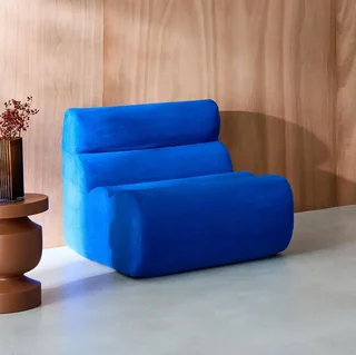 Poltrona Riscaldante Nova Tessuto Blu Elettrico Monoposto Design Contemporaneo Comodo
