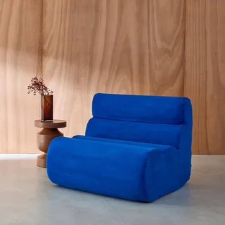 Poltrona Riscaldante Nova Tessuto Blu Elettrico Monoposto Design Contemporaneo Comodo