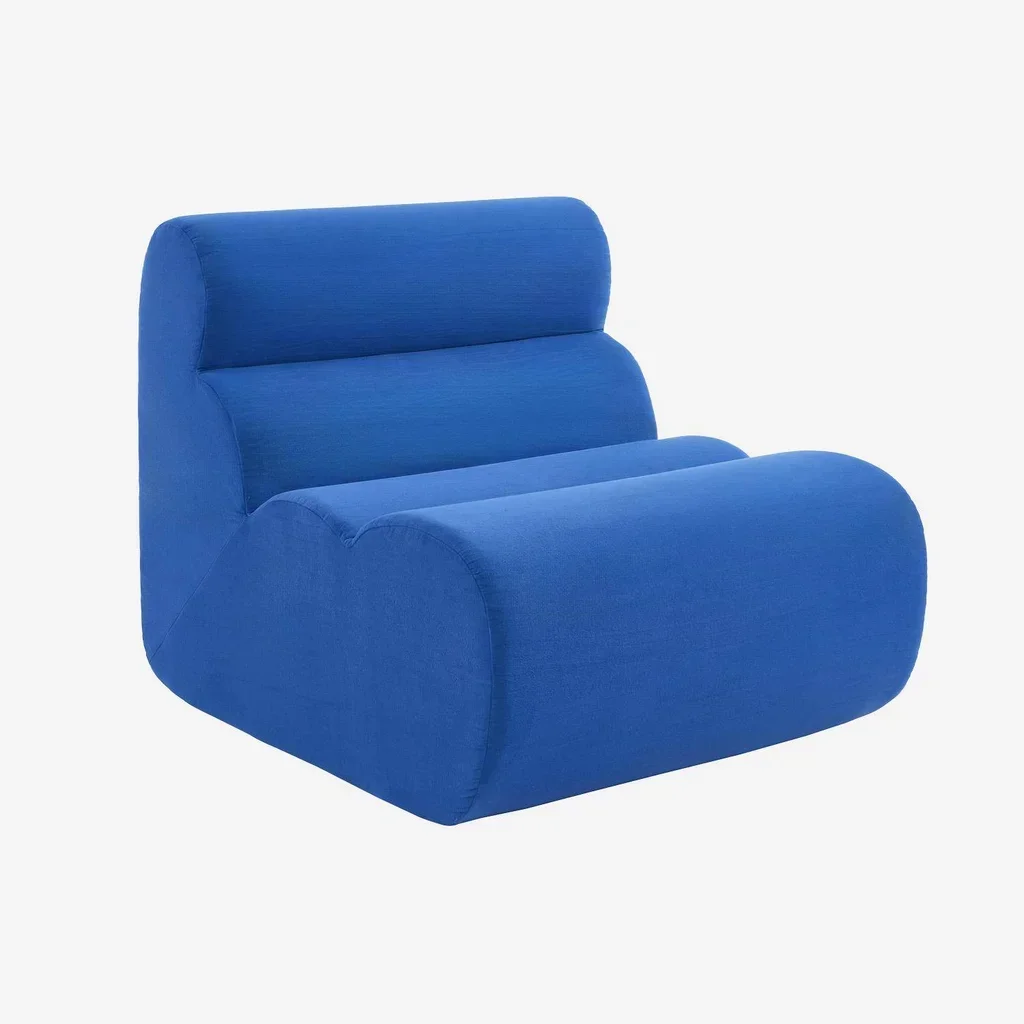 Poltrona Riscaldante Nova Tessuto Blu Elettrico Monoposto Design Contemporaneo Comodo