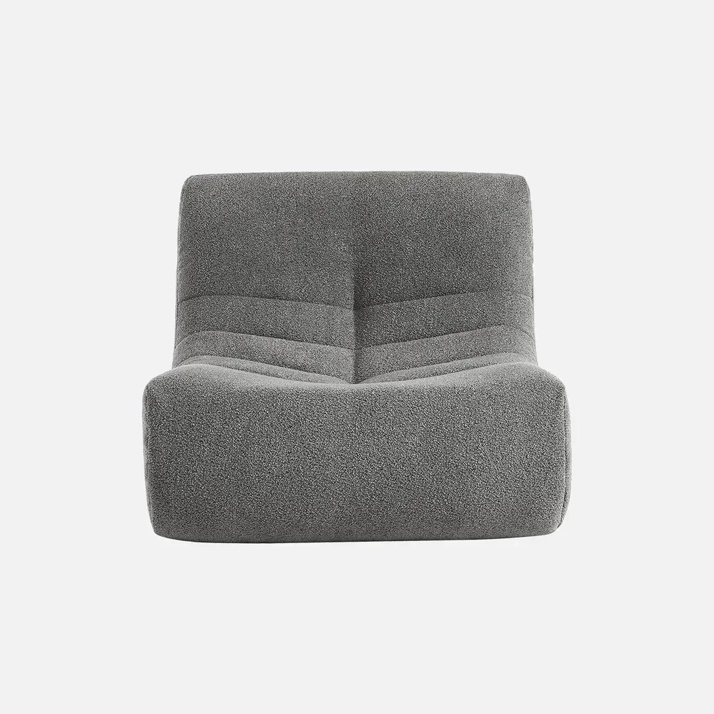 Poltrona Bouclé Texture 1 Posto Grigio Comfort Avvolgente