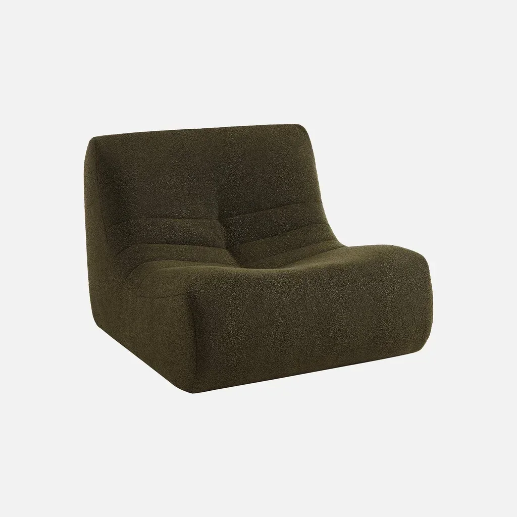 Poltrona Relax 1 Posto Bouclé Tessuto Strutturato Comfort Cocooning Salotto