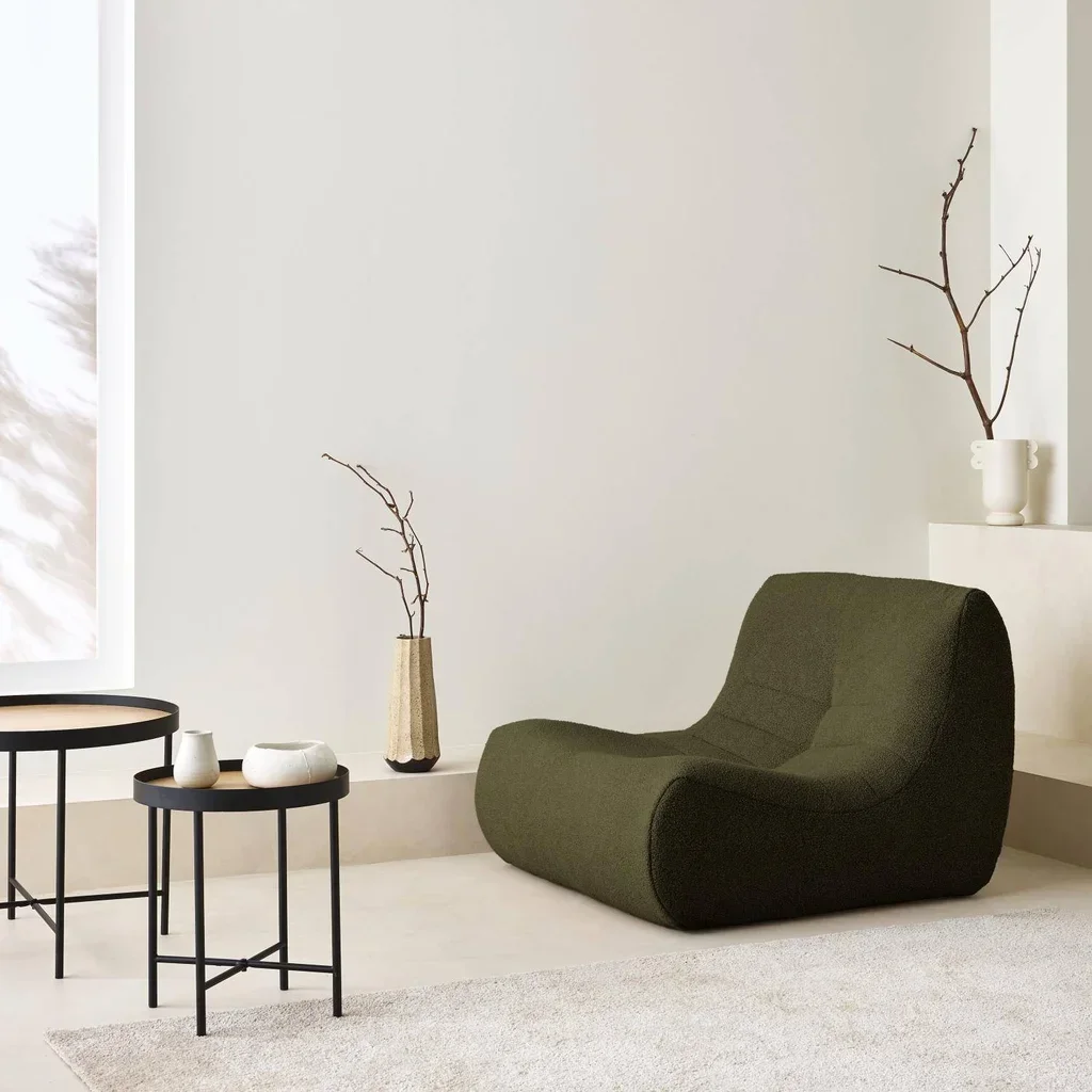 Poltrona Relax 1 Posto Bouclé Tessuto Strutturato Comfort Cocooning Salotto