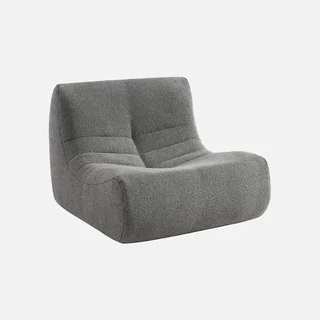 Poltrona Bouclé Texture 1 Posto Grigio Comfort Avvolgente