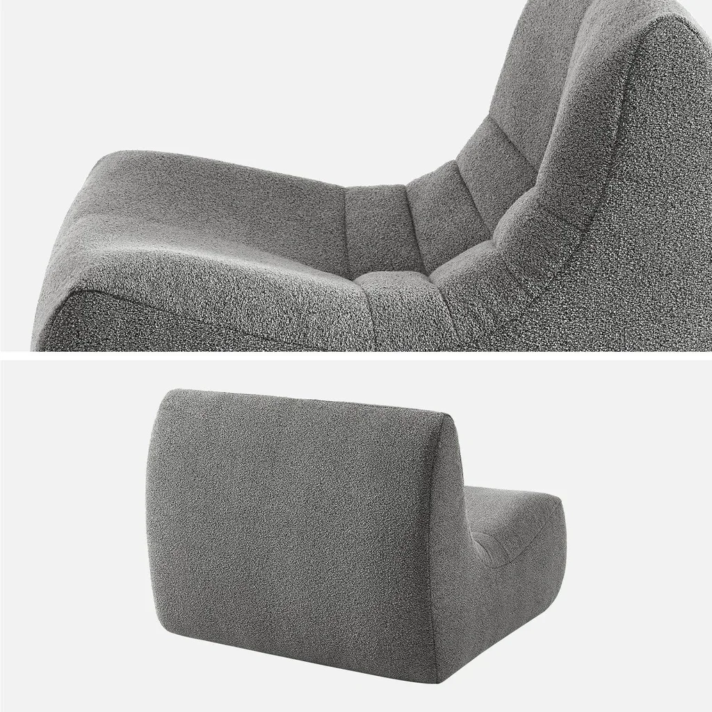 Poltrona Bouclé Texture 1 Posto Grigio Comfort Avvolgente