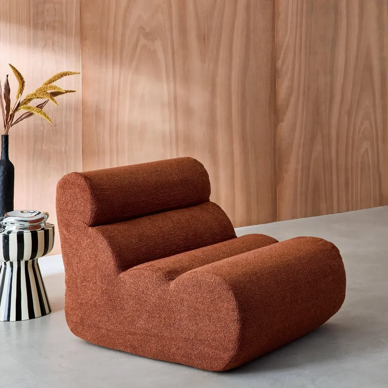 Fauteuil chauffeuse Nova 1 place bouclette texturée beige confort salon
