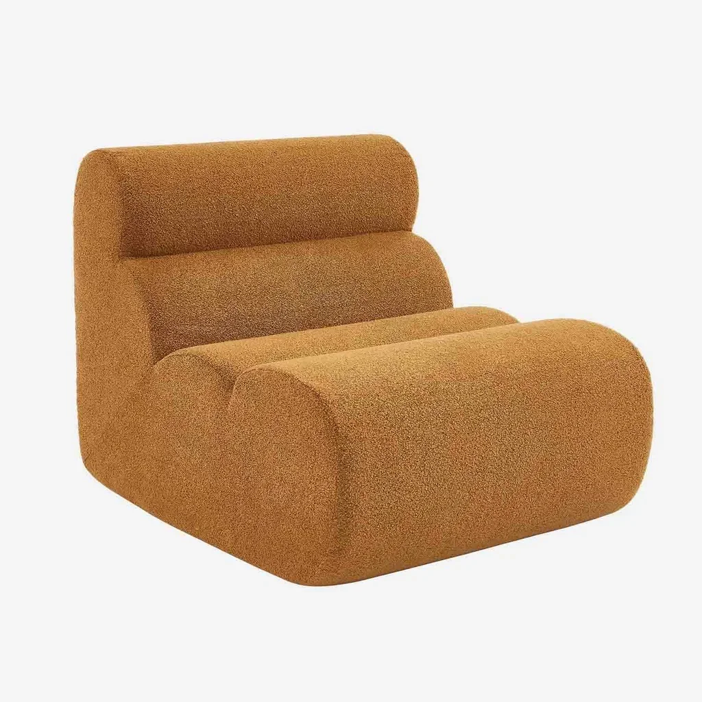 Fauteuil chauffeuse Nova en bouclette texturée beige, design cosy et contemporain pour salon