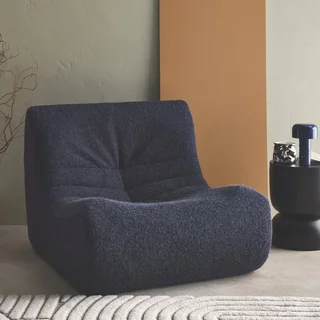 Poltrona chaise longue tecido efeito alpaca bege confortável 1 lugar