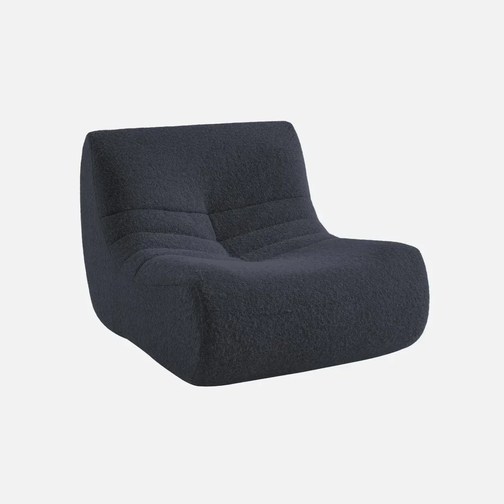Poltrona chaise longue tecido efeito alpaca bege confortável 1 lugar