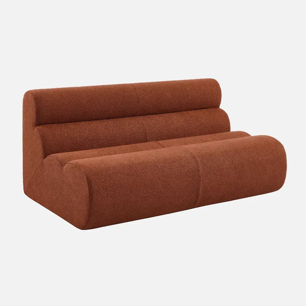 Fauteuil chauffeuse 2 places Nova tissu bouclette texturé beige