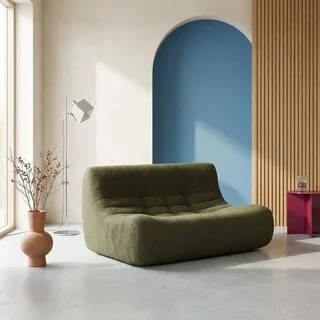 Fauteuil chauffeuse 2 places tissu bouclette texturé Sokol