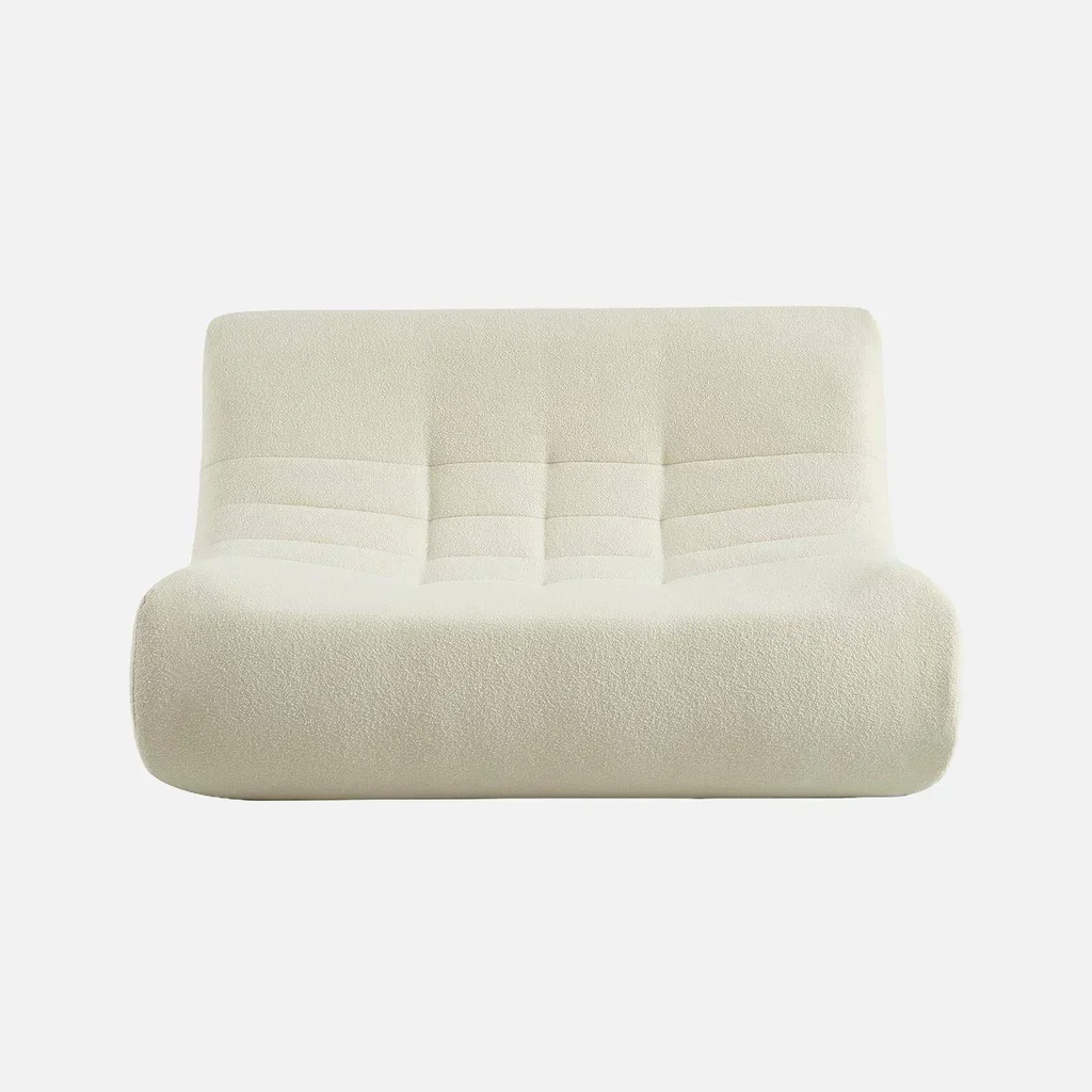 Fauteuil chauffeuse 2 places Sokol en tissu bouclette texturé beige