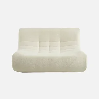 Fauteuil chauffeuse 2 places Sokol en tissu bouclette texturé beige
