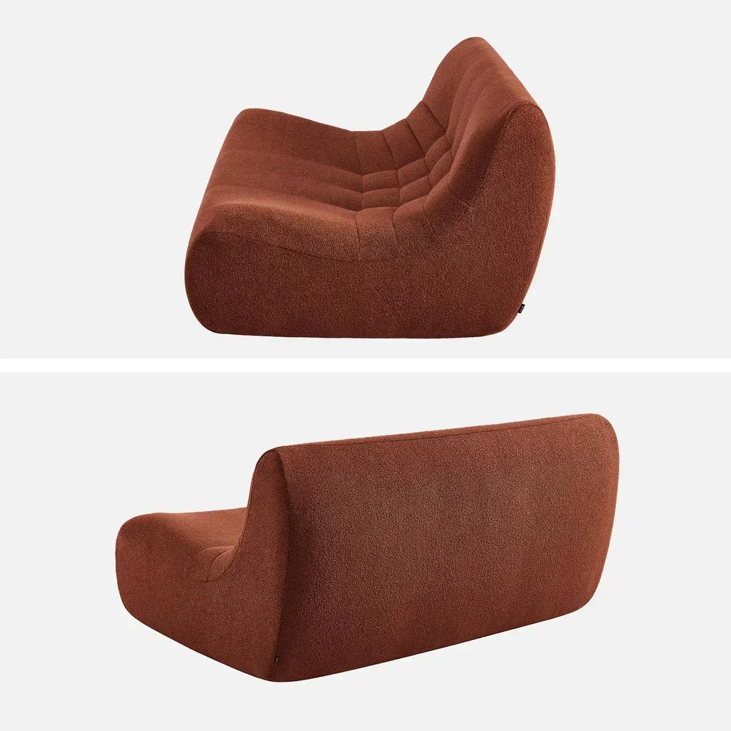 Fauteuil chauffeuse 2 places en tissu bouclette texturé Sokol - Confort et style sans montage