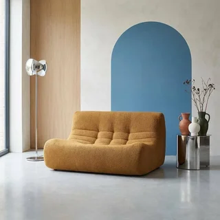 Fauteuil chauffeuse 2 places tissu bouclette texturé Sokol