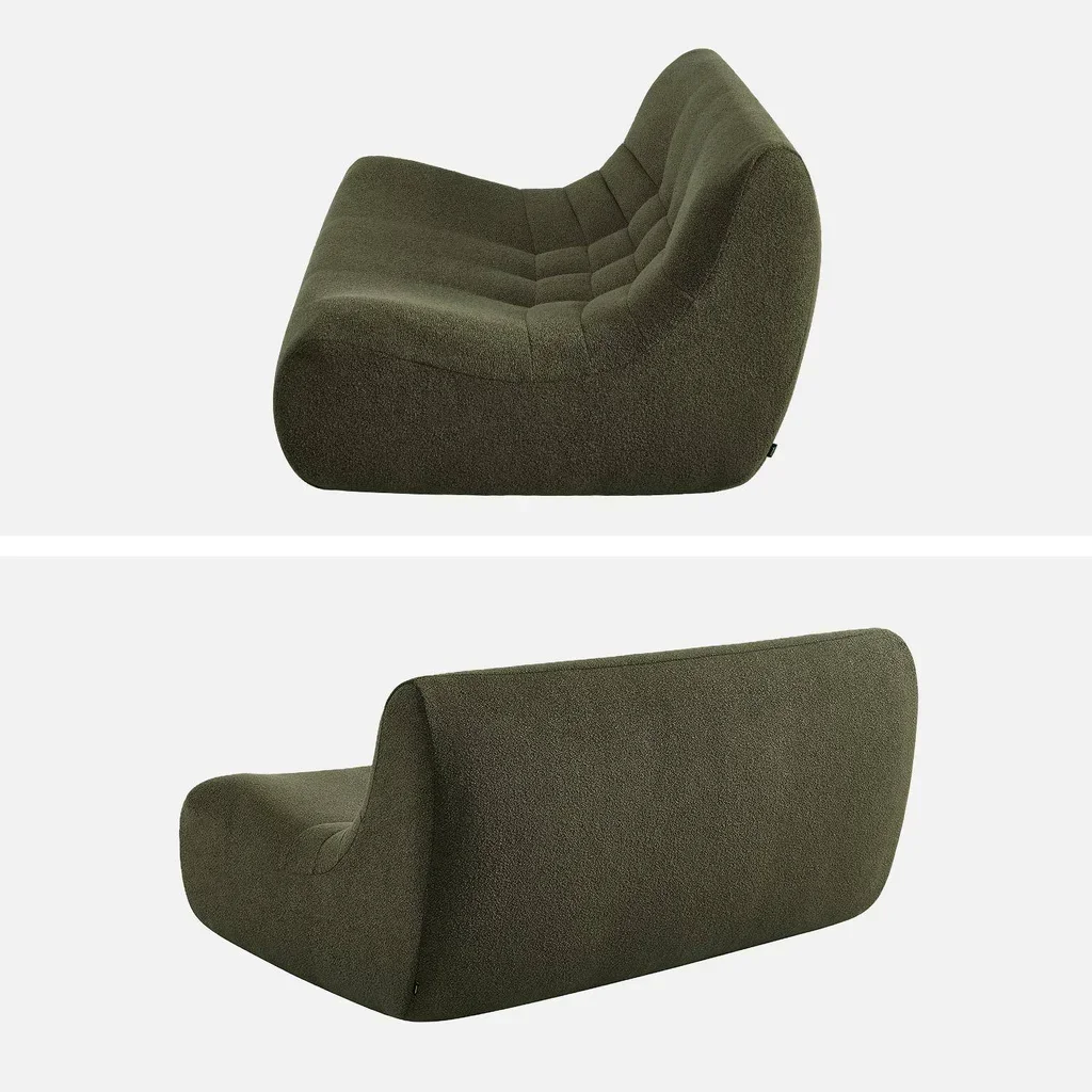 Fauteuil chauffeuse 2 places tissu bouclette texturé Sokol