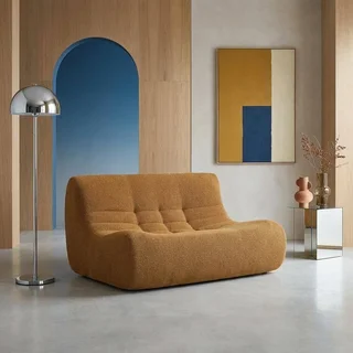 Fauteuil chauffeuse 2 places tissu bouclette texturé Sokol