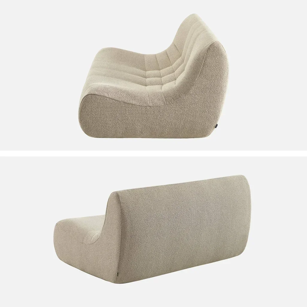 Fauteuil chauffeuse 2 places tissu bouclette texturé Sokol