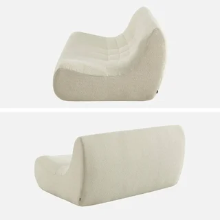 Fauteuil chauffeuse 2 places Sokol en tissu bouclette texturé beige