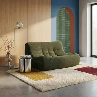 Fauteuil chauffeuse 2 places tissu bouclette texturé Sokol