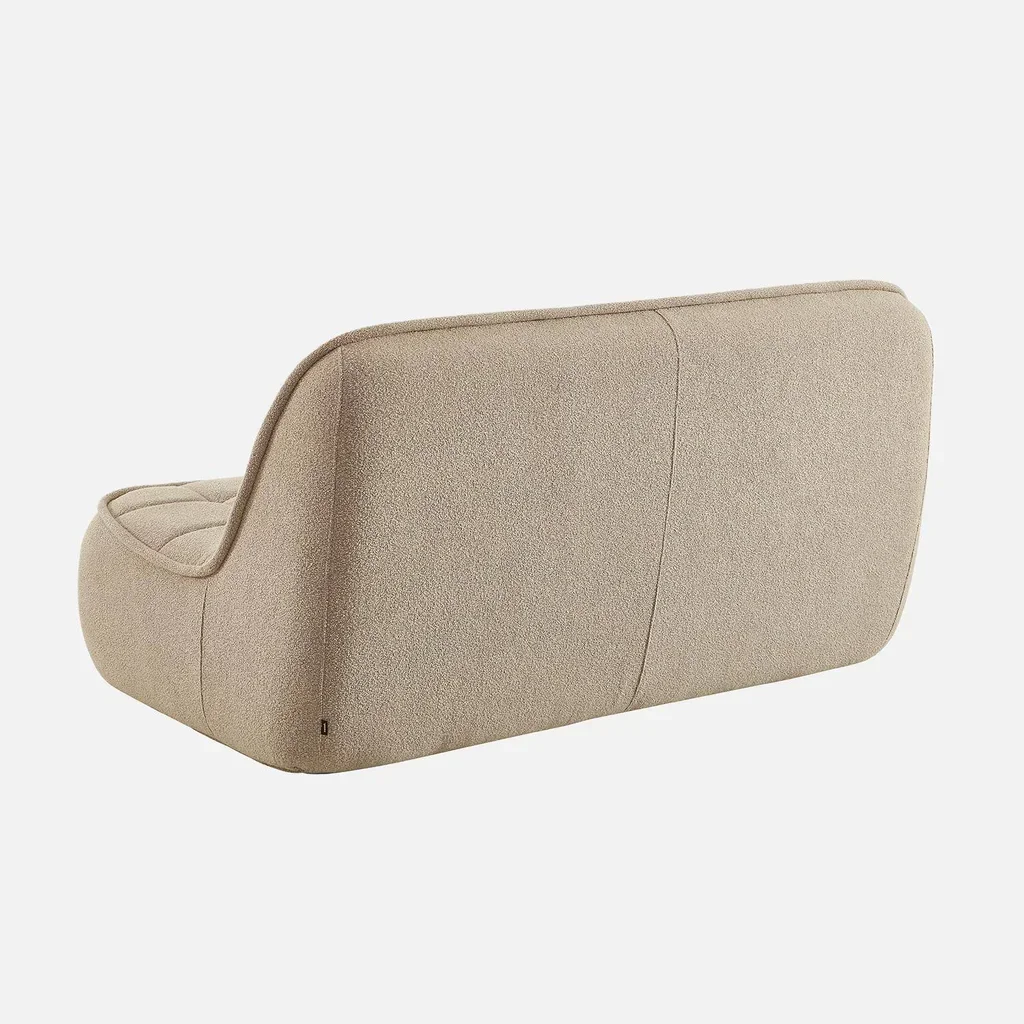 Fauteuil chauffeuse 2 places Boni en tissu bouclette texturé beige