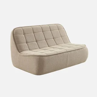 Fauteuil chauffeuse 2 places Boni en tissu bouclette texturé beige