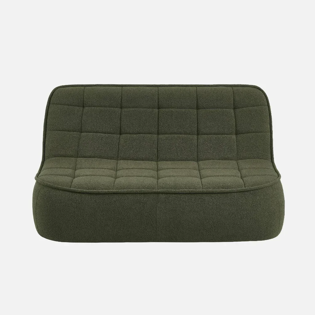 Fauteuil chauffeuse 2 places Boni en tissu bouclette texturé beige