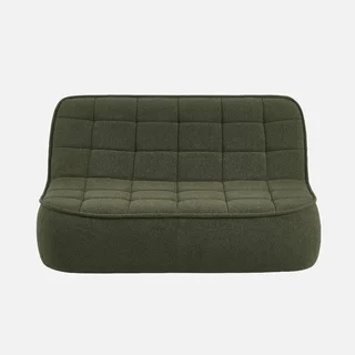 Fauteuil chauffeuse 2 places Boni en tissu bouclette texturé beige