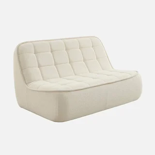 Fauteuil chauffeuse 2 places Boni en tissu bouclette texturé gris