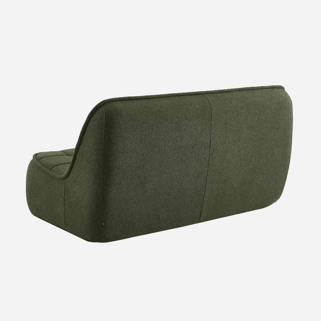 Fauteuil chauffeuse 2 places Boni en tissu bouclette texturé beige