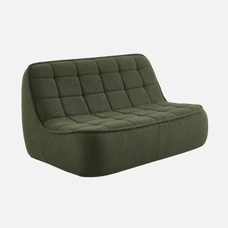 Fauteuil chauffeuse 2 places Boni en tissu bouclette texturé beige