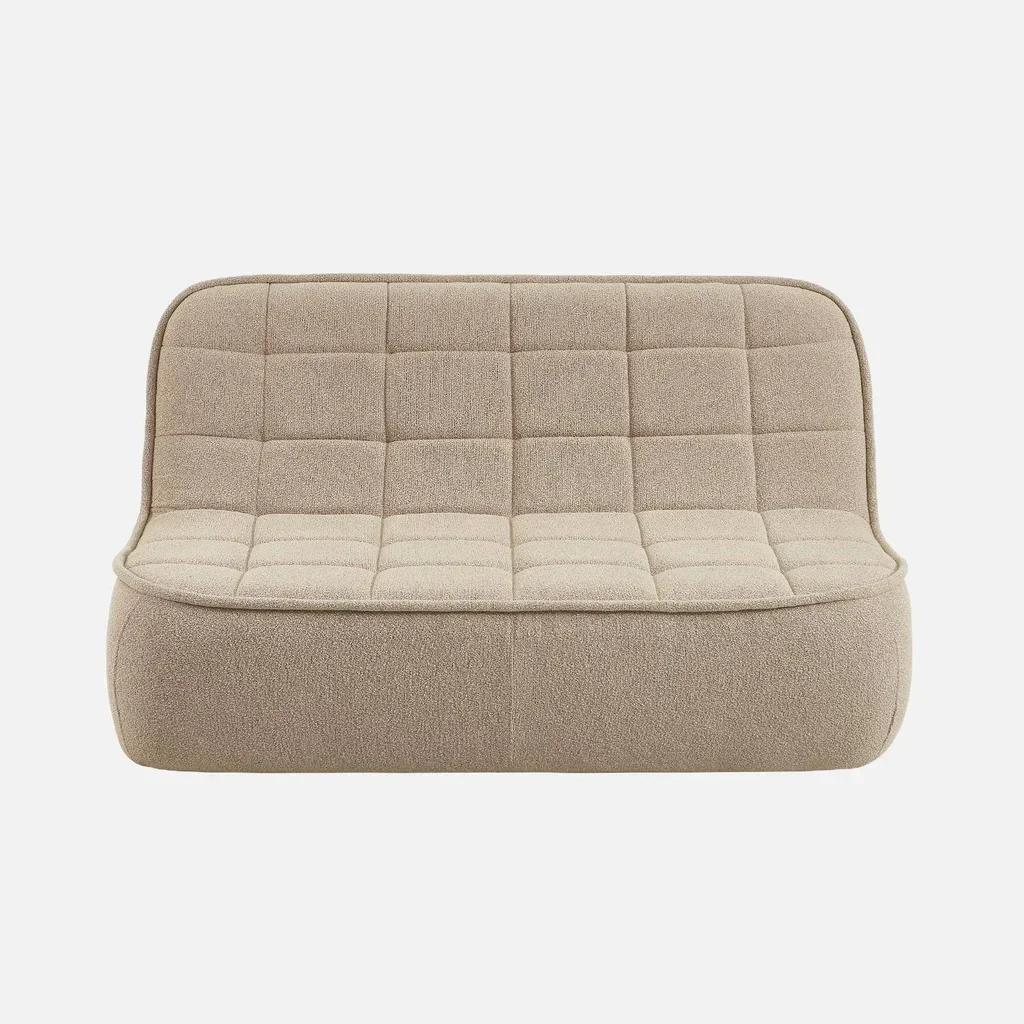 Fauteuil chauffeuse 2 places Boni en tissu bouclette texturé beige
