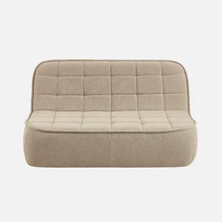 Fauteuil chauffeuse 2 places Boni en tissu bouclette texturé beige