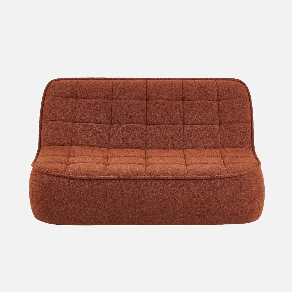 Fauteuil chauffeuse 2 places Boni en tissu bouclette texturé beige