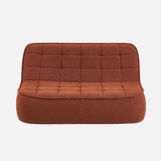 Fauteuil chauffeuse 2 places Boni en tissu bouclette texturé beige