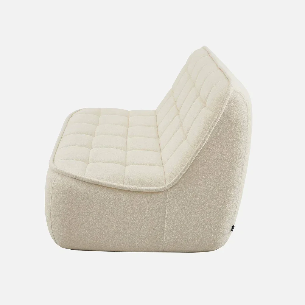 Fauteuil chauffeuse 2 places Boni en tissu bouclette texturé gris