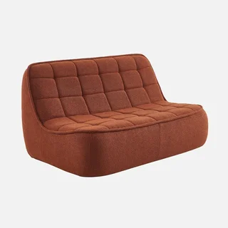 Fauteuil chauffeuse 2 places Boni en tissu bouclette texturé beige