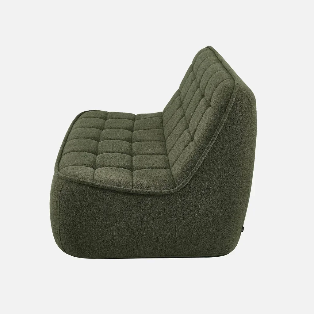 Fauteuil chauffeuse 2 places Boni en tissu bouclette texturé beige