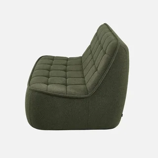 Fauteuil chauffeuse 2 places Boni en tissu bouclette texturé beige