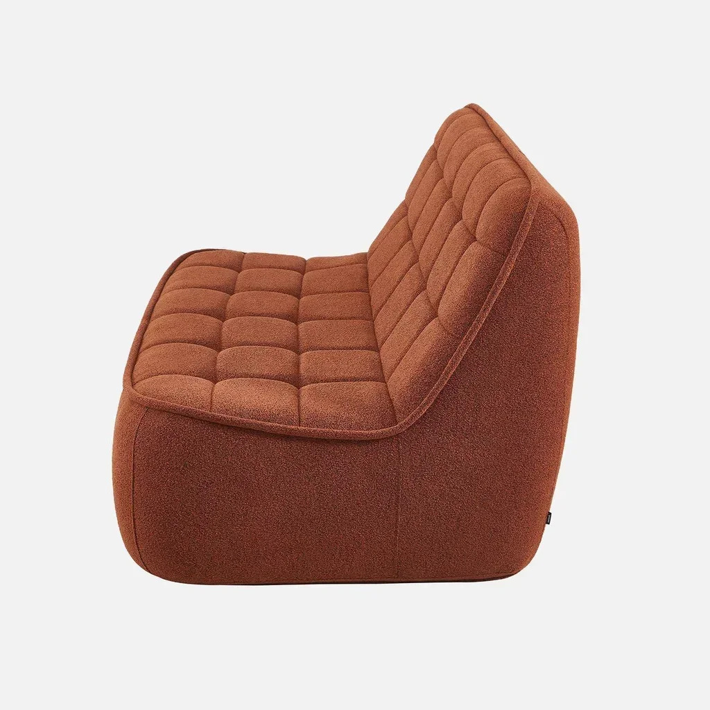 Fauteuil chauffeuse 2 places Boni en tissu bouclette texturé beige