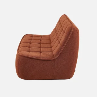 Fauteuil chauffeuse 2 places Boni en tissu bouclette texturé beige