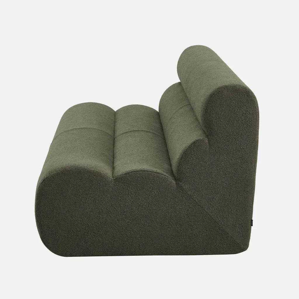 Fauteuil chauffeuse 2 places Nova tissu bouclette texturé beige confort salon