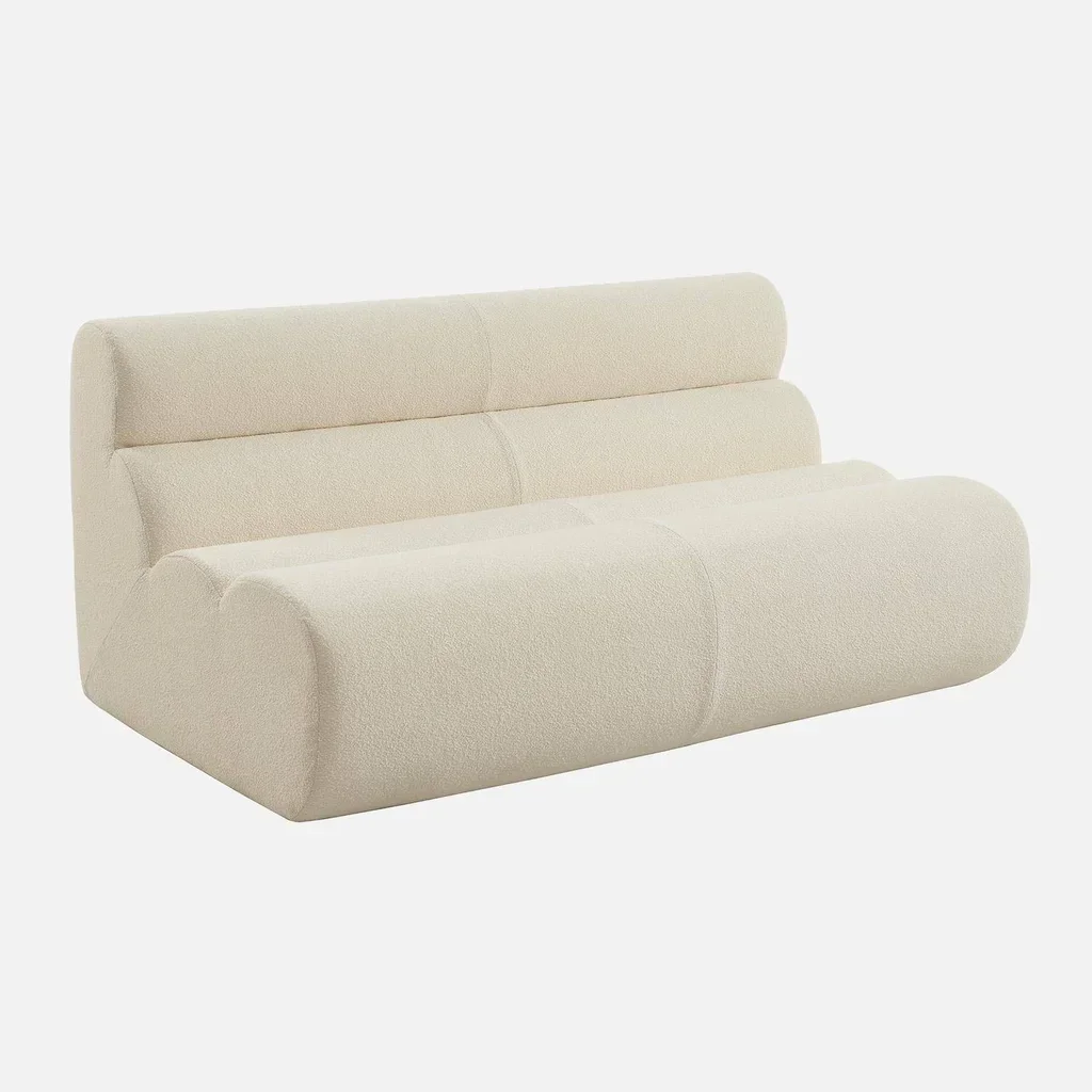 Fauteuil chauffeuse 2 places tissu bouclette texturé Nova