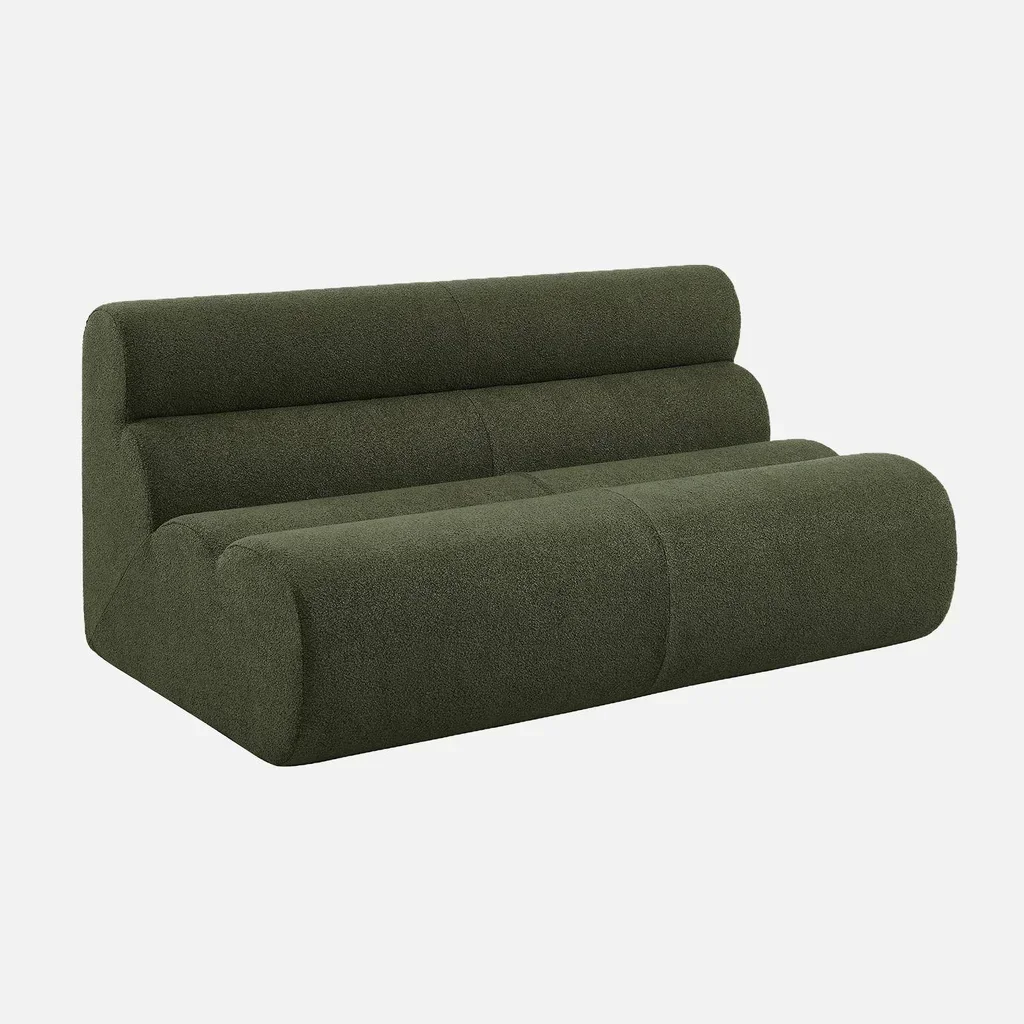 Fauteuil chauffeuse 2 places Nova tissu bouclette texturé beige confort salon