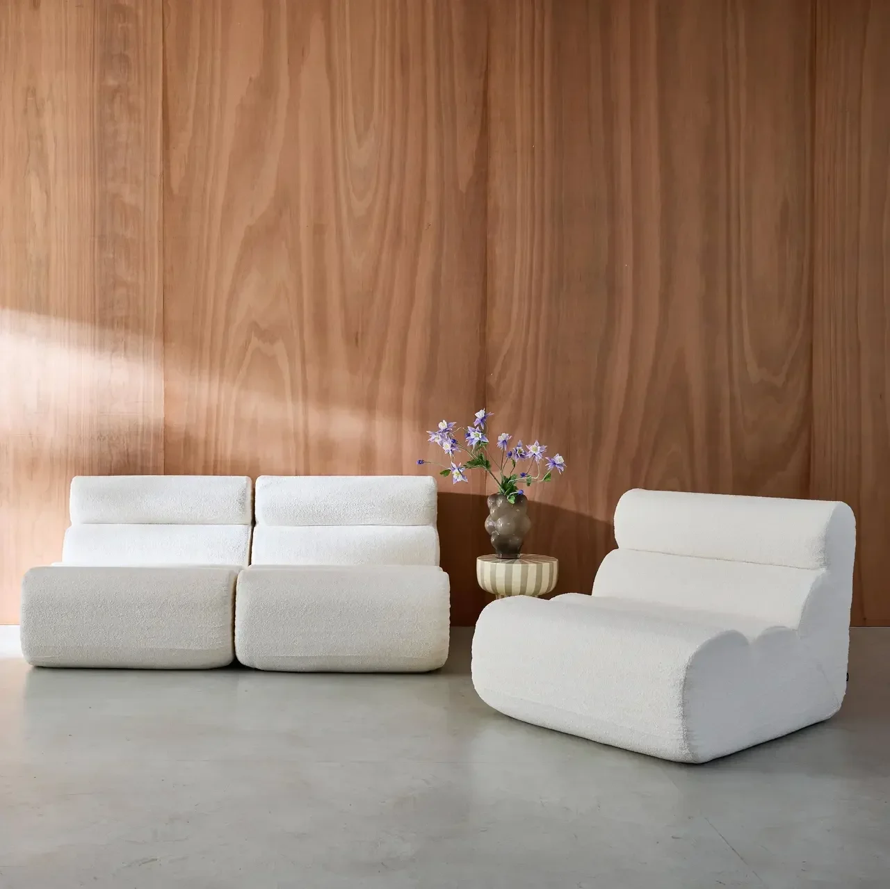 Fauteuil chauffeuse bouclette moutarde 1 place lot de 3