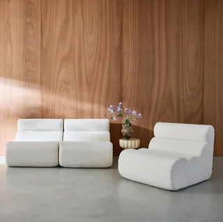 Fauteuil chauffeuse bouclette moutarde 1 place lot de 3